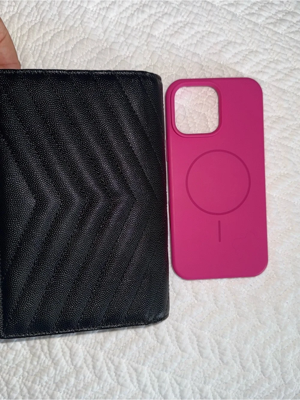 Saint Laurent Black Chevron Quilted Envelope Wallet